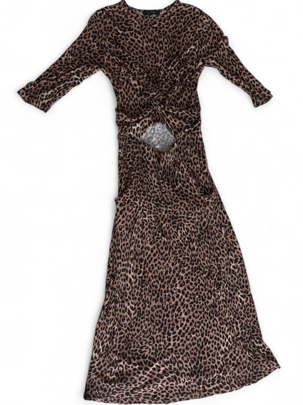 Olivaceous Brown Leopard Print Twist-Front Maxi Dress